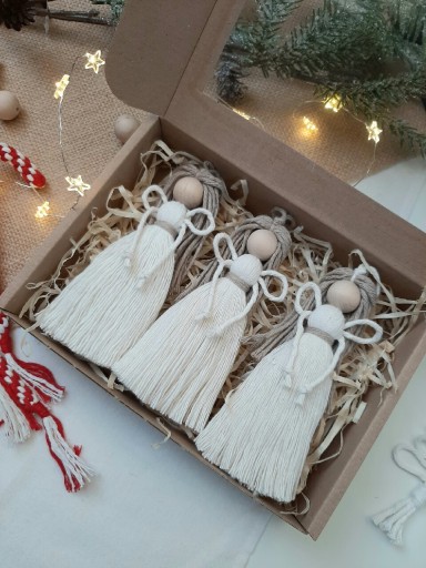 Zdjęcie oferty: Box zestaw ozdób świątecznych anioł makrama