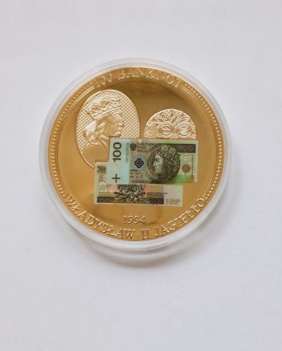 Zdjęcie oferty: Medal z wizer.banknotu polskiego 100złWł.Jagiełło