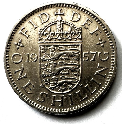 Zdjęcie oferty: Elżbieta II, 1 szyling, Wlk Brytania,1957 (L23)