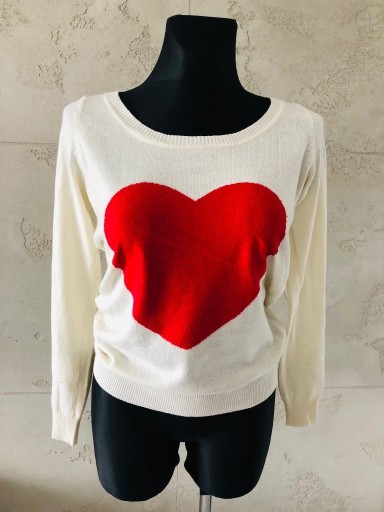 Zdjęcie oferty: Fishbone Sister New Yorker sweter kremowy serce S 