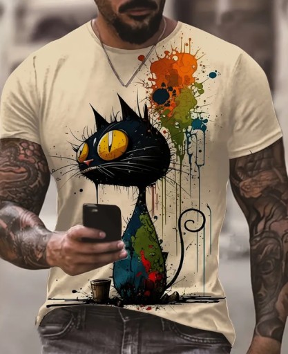 Zdjęcie oferty: T- shirt, Męska koszulka z kotkiem