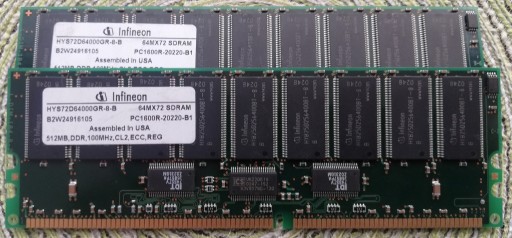 Zdjęcie oferty: 2 szt SDRAM 512 MB PC1600 Infineon 100 MHz CL2