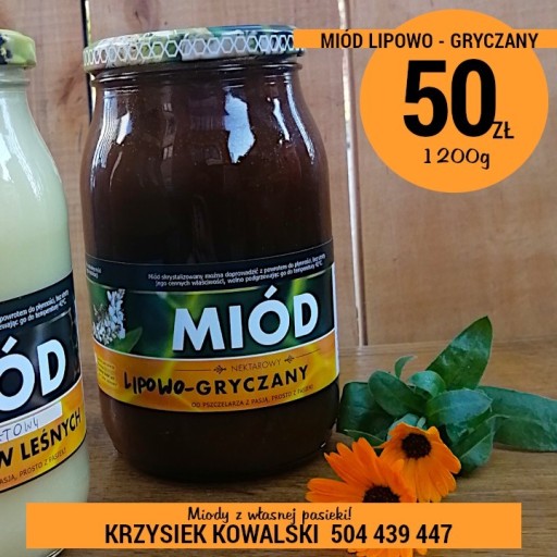 Zdjęcie oferty: Miód lipowo-gryczany 50zł Białystok dowóz gratis!