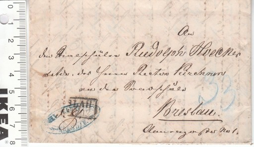 Zdjęcie oferty: Niemcy BRESLAU List koperta unikat 1860 rok