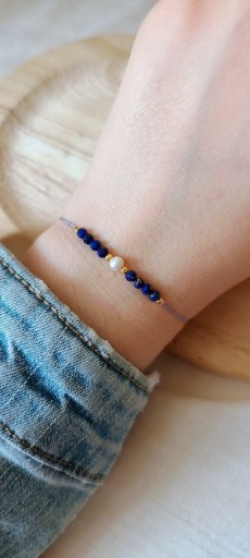 Zdjęcie oferty: Bransoletka kamienie lapis lazuli perła 