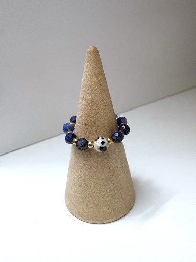 Zdjęcie oferty: Pierścionek handmade z lapisem lazuli i i jaspisem dalmatyńskim