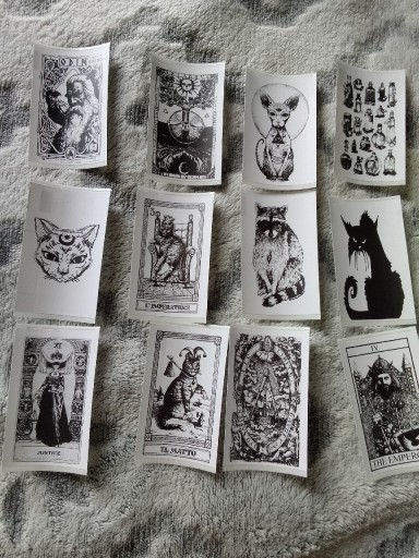 Zdjęcie oferty: Naklejki biało czarne gotyk wlepki Tarot wróżby 