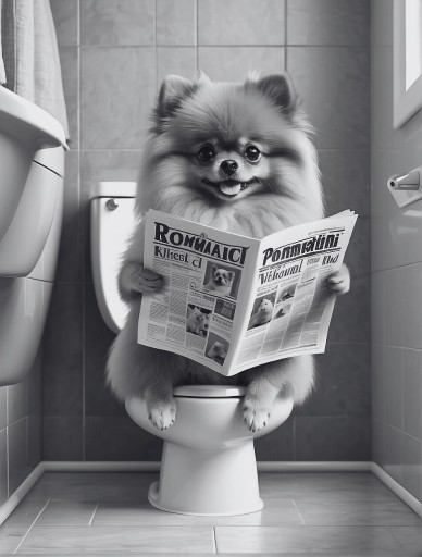 Zdjęcie oferty: Szpic miniaturowy Pomeranian w toalecie Obraz