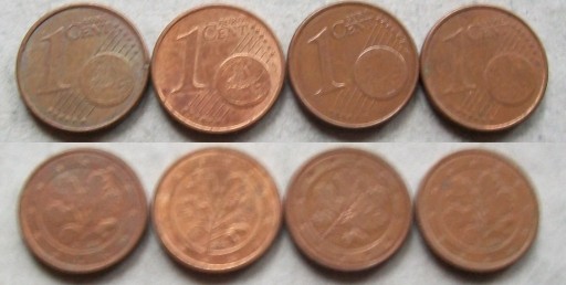 Zdjęcie oferty: 1 eurocent 2002 - 2007 Niemcy zestaw 