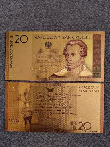 Zdjęcie oferty: banknot pozłacany JULIUSZ SŁOWACKI 20 złotych