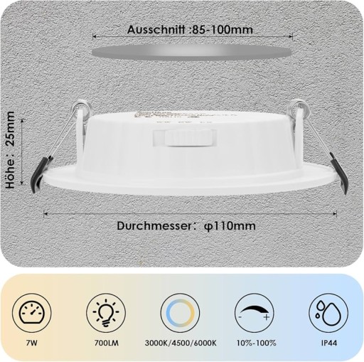 Zdjęcie oferty: Reflektory led wpuszczane do zabudowy asstikoo 7w 6 sztuk