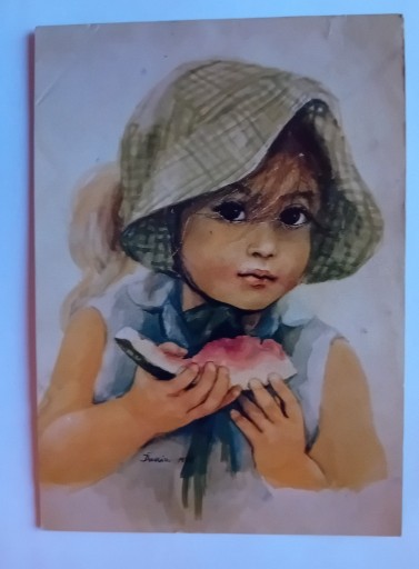 Zdjęcie oferty: Pocztówka. Dziewczynka z arbuzem. KAW,1975