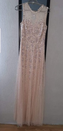 Zdjęcie oferty: Sukienka wieczorowa długa, w cekiny, pudrowy róż