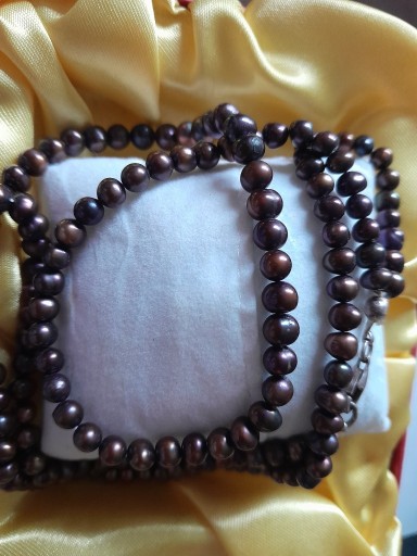 Zdjęcie oferty: Perly czekoladowe w srebrze, sznur pereł