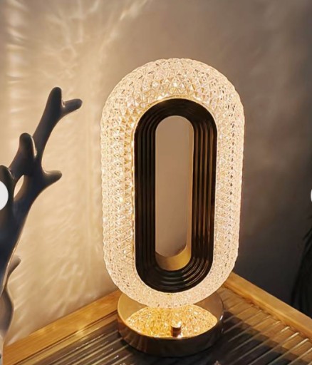 Zdjęcie oferty: Złota Kryształowa Lampa Stołowa LED 26cm Prezent