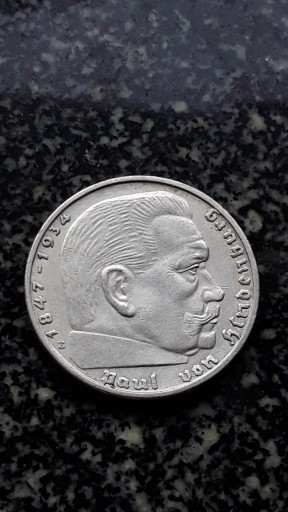 Zdjęcie oferty: 2 marki, Hindenburg, Niemcy, 1938, SREBRO