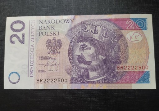 Zdjęcie oferty: Banknot 20 złotych ciekawy numer BR2222500