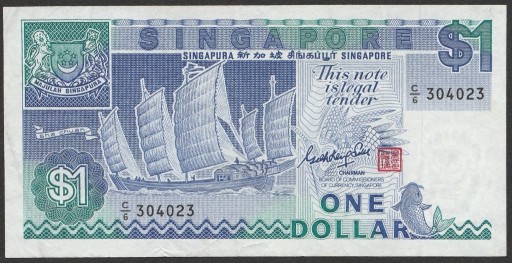 Zdjęcie oferty: Singapur 1 dolar 1987 - stan 1/2