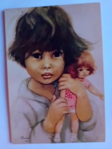 Zdjęcie oferty: Pocztówka Dziewczynka z lalką. KAW, 1975 r. 