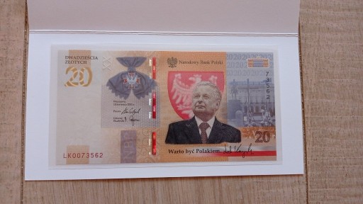 Zdjęcie oferty: Banknot kolekcjonerski Lech Kaczyński 20 zl