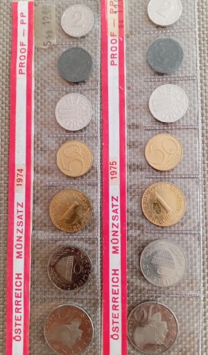 Zdjęcie oferty: Zestaw monet Austria 1974-75r.