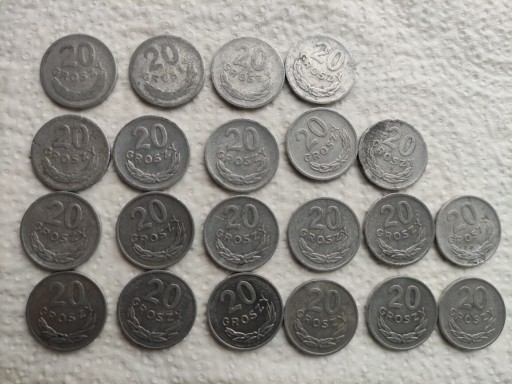 Zdjęcie oferty: 20gr Polskie monety 1949-1977 monety 20gr 21szt 