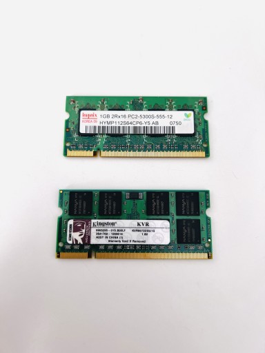 Zdjęcie oferty: Pamięć RAM 2GB 2x1GB DDR2 SO-DIMM 667MHz PC2-5300