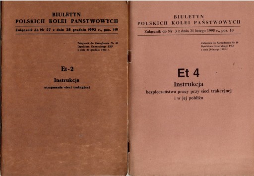 Zdjęcie oferty: Instrukcja Et 4 i Et-2 sieci trakcyjne 1992