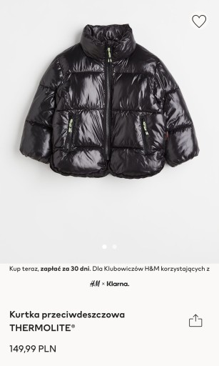 Zdjęcie oferty: Nowa kurtka przeciwdeszczowa ocieplana H&m 110