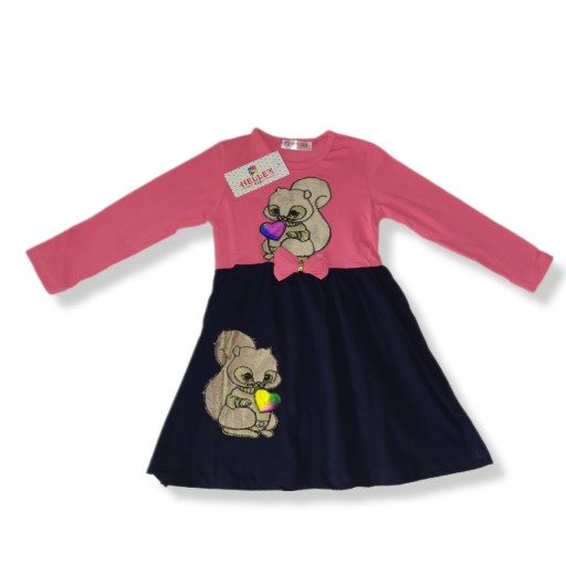 Zdjęcie oferty: Sukienka dziecięca z motywem Wiewiórki. Różowa.
