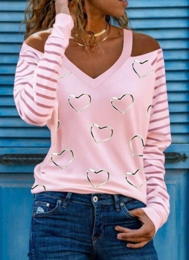 Zdjęcie oferty: Bluzka w serca, różowa nowa moda damska 