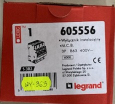 Zdjęcie oferty: Wyłącznik nadprądowy na szynę Legrand 3P B63