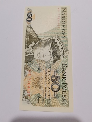 Zdjęcie oferty: Banknot 50 złotych 1988r. przesunięty nadruk UNC1