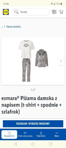 Zdjęcie oferty: Piżama damska trzyczęściowa ESMARA L44/46