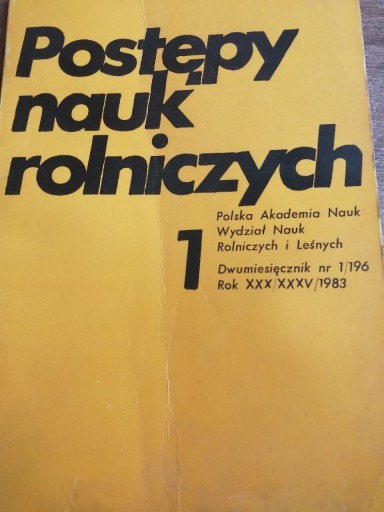 Zdjęcie oferty: Postęp Nauk Rolniczych nr. 1/96 1983 rok PAN PRL