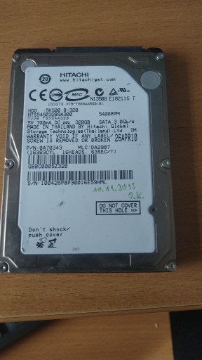 Zdjęcie oferty: Dysk twardy Hitachi HTS545032B9A300 320 GB SATA II