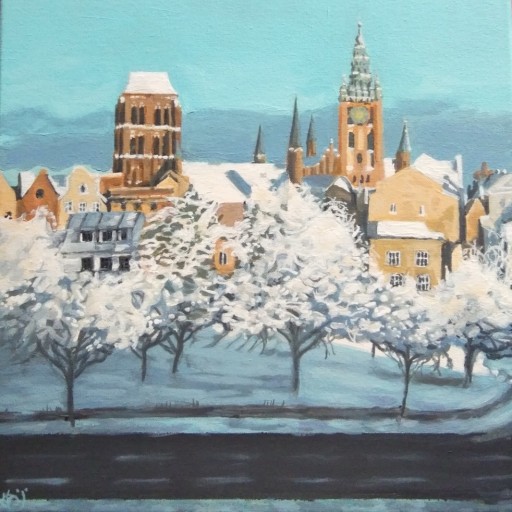 Zdjęcie oferty: Gdańsk, akryl na płótnie, obraz ręcznie malowany 