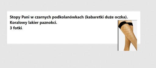 Zdjęcie oferty: Fetysz zdjęcia stóp  czarne podkolanówki kabaretki