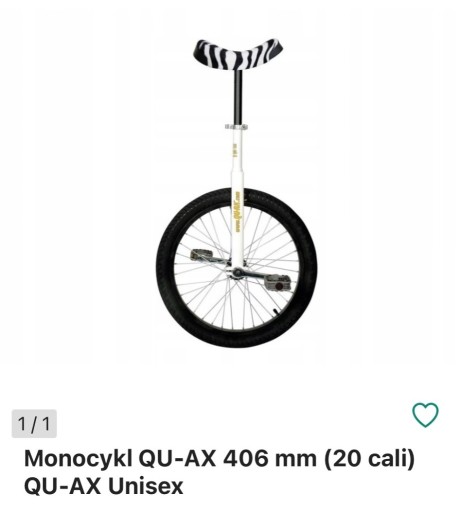 Zdjęcie oferty: Qu-Ax Monocykl Luxus 20" Biały
