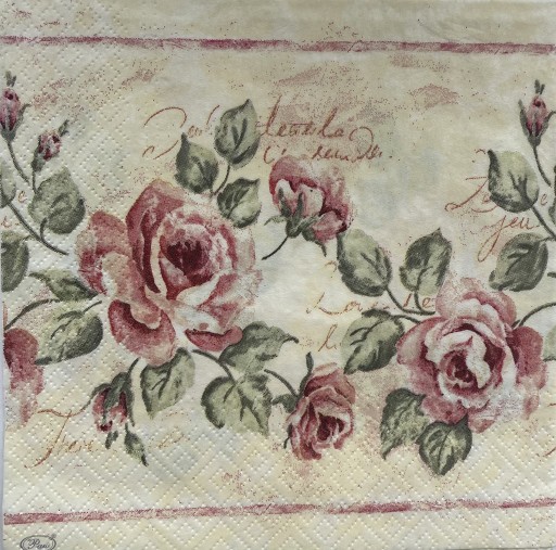 Zdjęcie oferty: Serwetka decoupage RÓŻE VINTAGE 33x33 cm 1szt