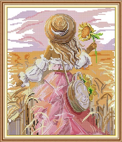 Zdjęcie oferty: Zestaw do haftu krzyżykowego "Dziewczyna i słoneczniki"