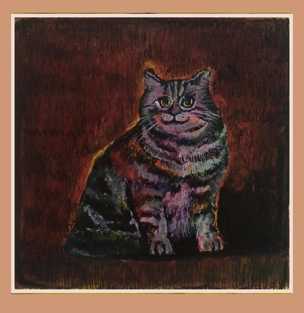 Zdjęcie oferty: Obraz "Kociak Brązowy" 25 cm x 25,5 cm Tusz