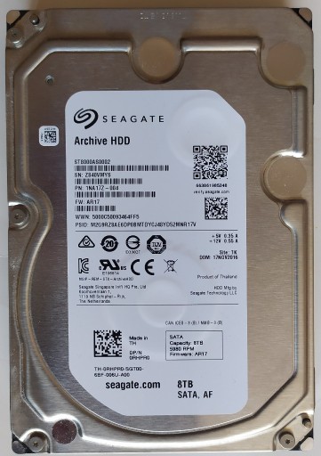 Zdjęcie oferty: SEAGATE ST8000AS0002 8TB 5.9K 128MB SATA III 3.5''