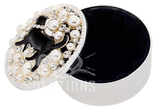 Zdjęcie oferty: Puzderko szkatułka czarny kot perły kryształki