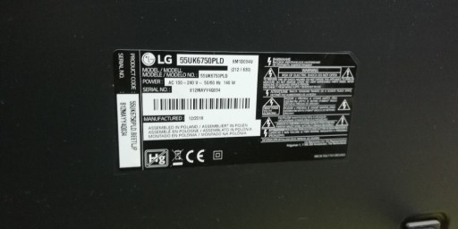 Zdjęcie oferty: LG 55UK6750  - płyta główna EBT65415103 .