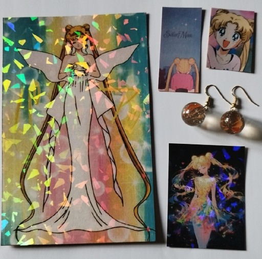 Zdjęcie oferty: Kolczyki kulki + Naklejki Sailor Moon 