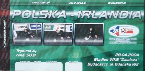 Zdjęcie oferty: Bilet Polska - Irlandia 2004