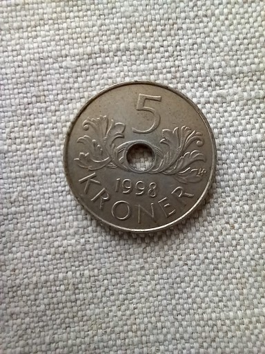Zdjęcie oferty: Moneta Norwegia 5 Kroner 1998 roku