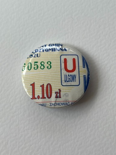 Zdjęcie oferty: Button przypinka handmade bilet autobusowy unikat 