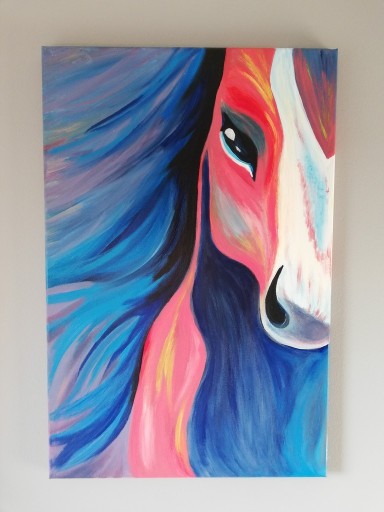 Zdjęcie oferty: Obrazy malowane farbami akrylowymi, koń, pies, lew